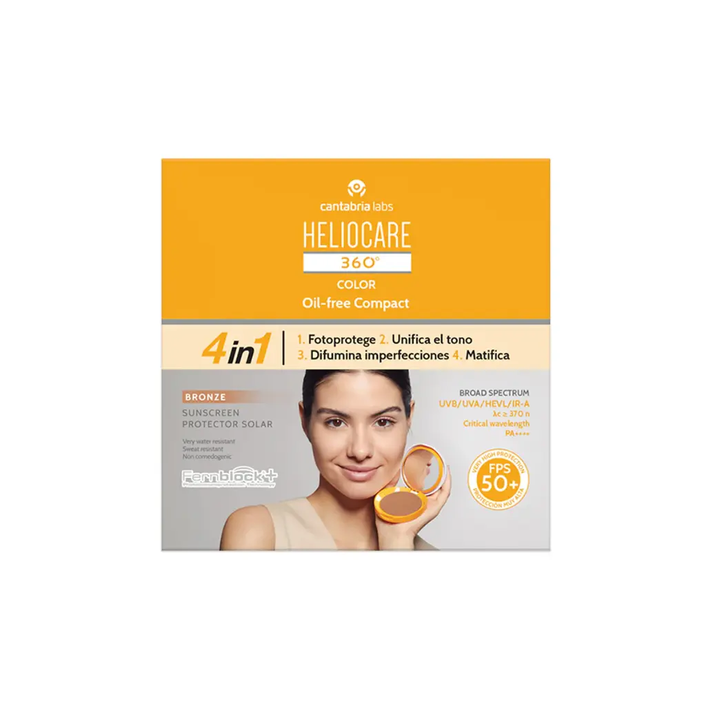 Protector Solar 4 en 1 Heliocare 360° Color Compact Oil Free Bronze 10 G 