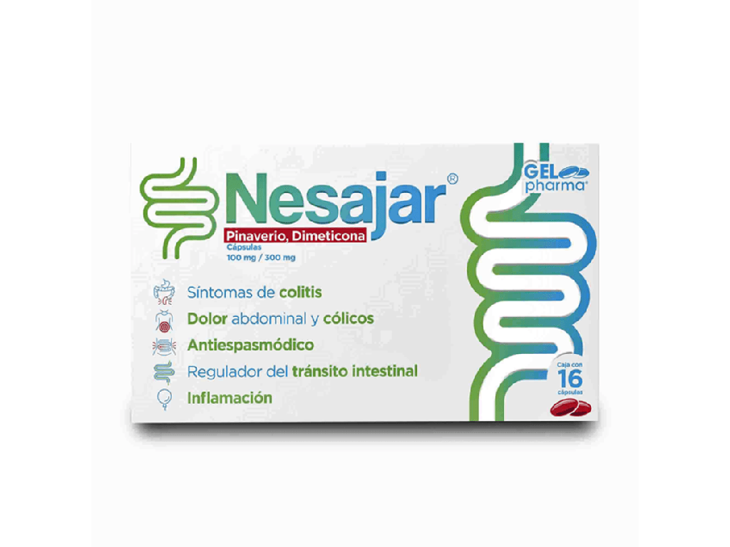 Nesajar Capsulas De Gel 16 Cápsulas Caja Bromuro De Pinaverio 100 Mg