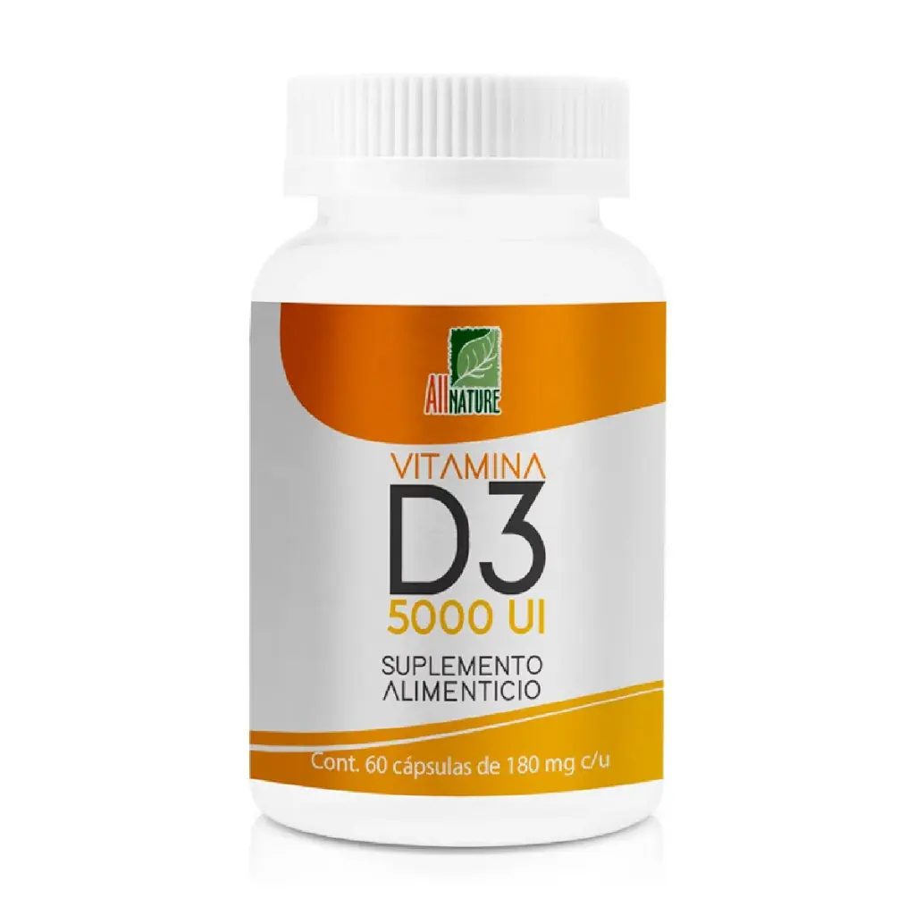 Vitamina D3 All Nature Suplemento Alimenticio 60 Cápsulas Genérico Natural Health 