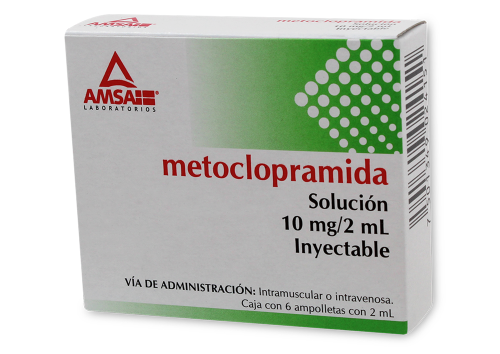 Metoclopramida 10 Mg/2 Ml Solución Inyectable 6 Ampolletas Genérico Amsa 