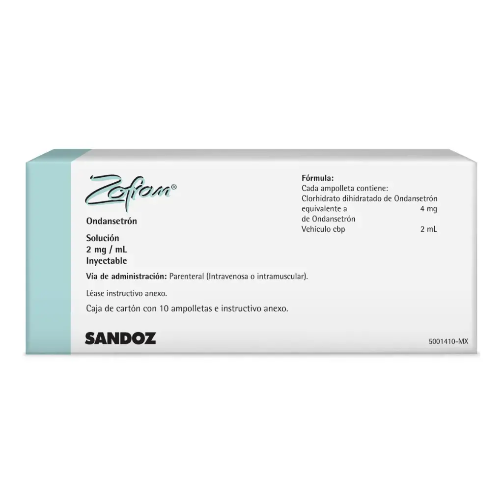 Zofran Sandoz Ondansetrón Solución Inyectable 4 mg/2 ml 10 Ampolletas