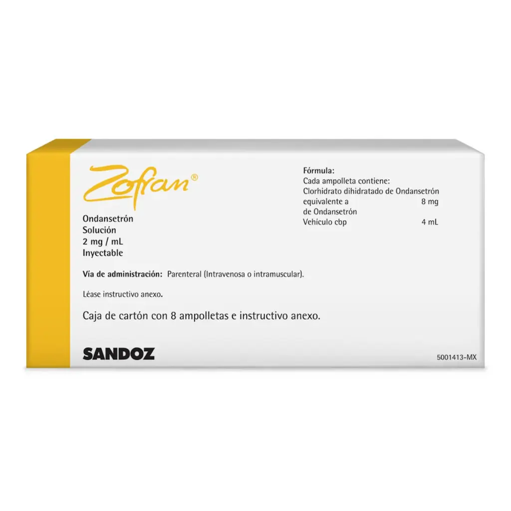 Zofran Ondansetrón Solución Inyectable 8 mg/4 ml 8 Ampolletas