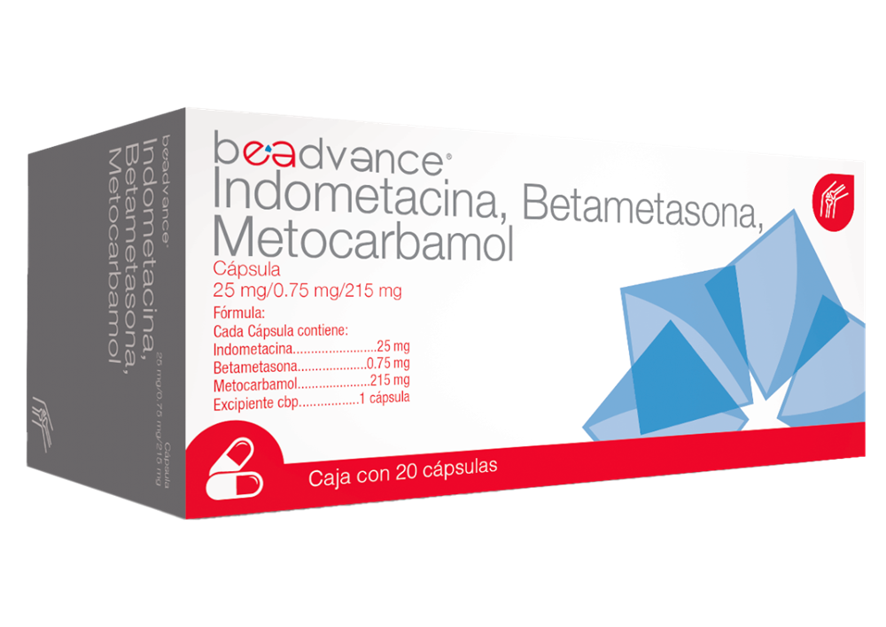 [7501342800080] Indometacina Betametasona Metocarbamol 20 Cápsulas 25/0.75/215 MG
