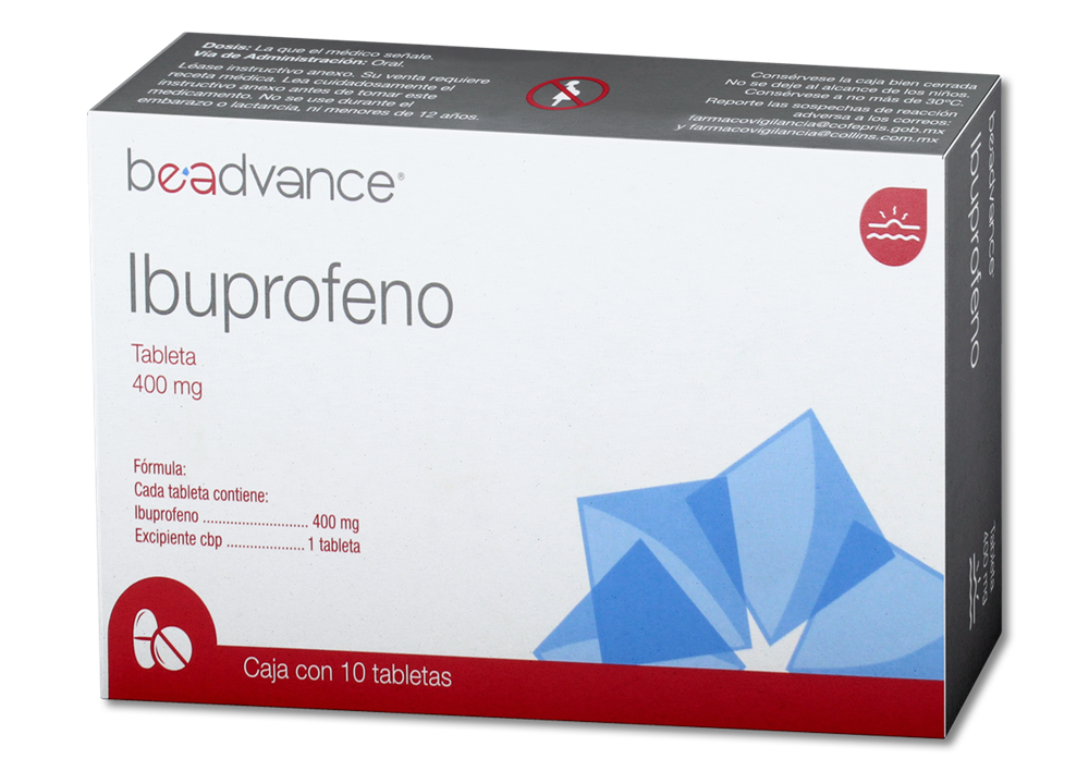 [7501342802718] Ibuprofeno 400 mg 10 tabletas Genérico Beadvance  