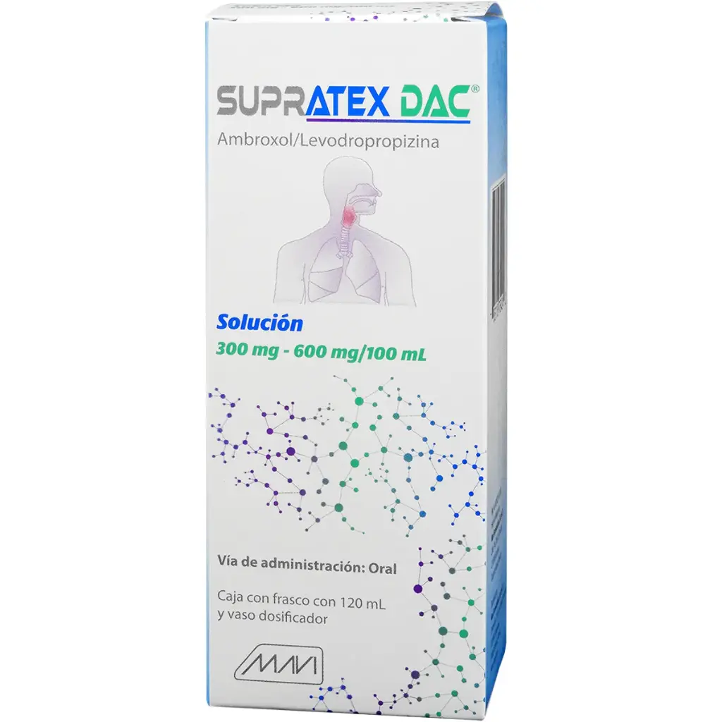 [785118754242] Supratex Dac Ambroxol/Levodropropizina 300/600 Mg Solución 120 Ml Genérico Mavi