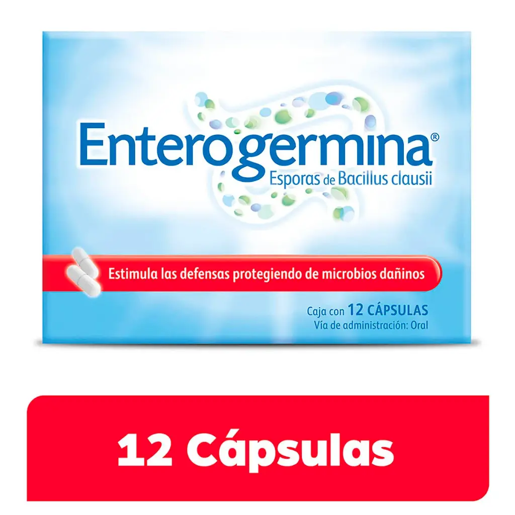 Enterogermina Cápsulas Bacillus Clausii 2 Billones De Ufc. Caja Con 12 Cápsulas