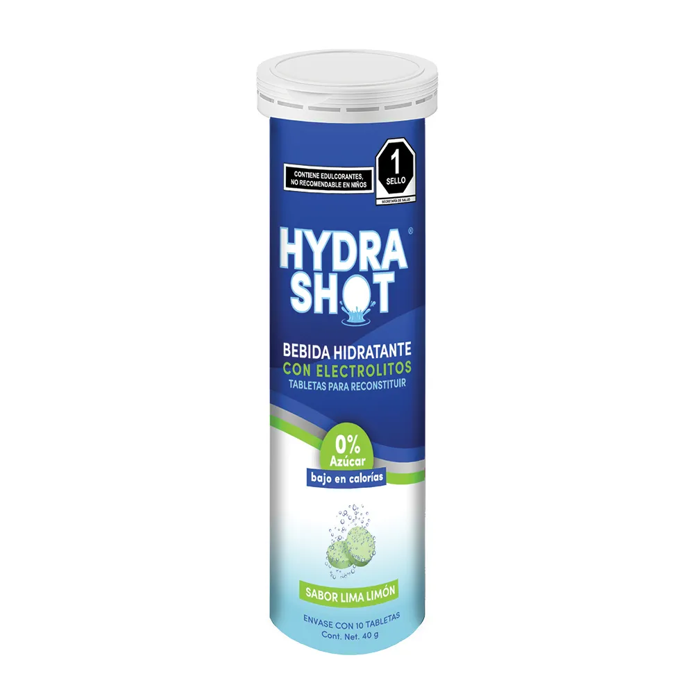 Hydrashot 42 G Electrolitros Lima Limón 10 Tabletas