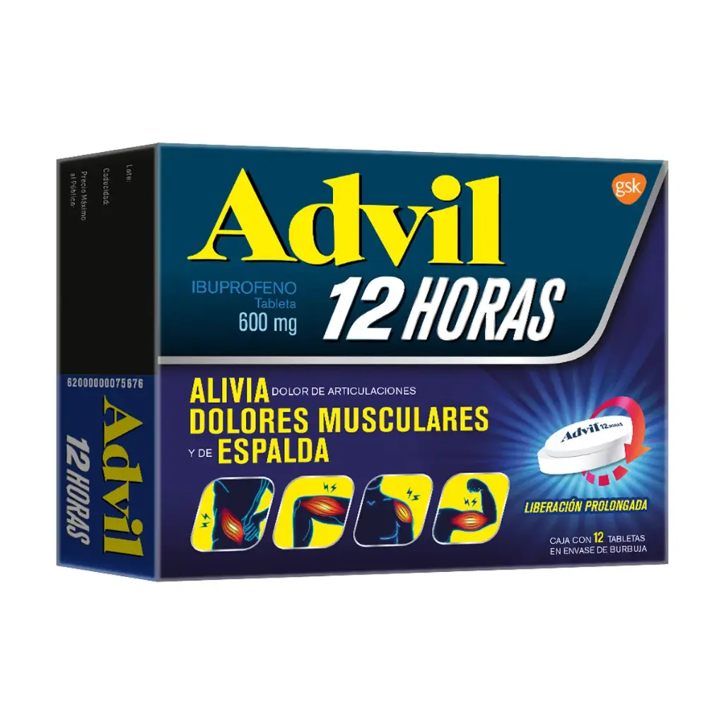 [7501065066398] Advil 12H 600 Mg 12 Tabletas