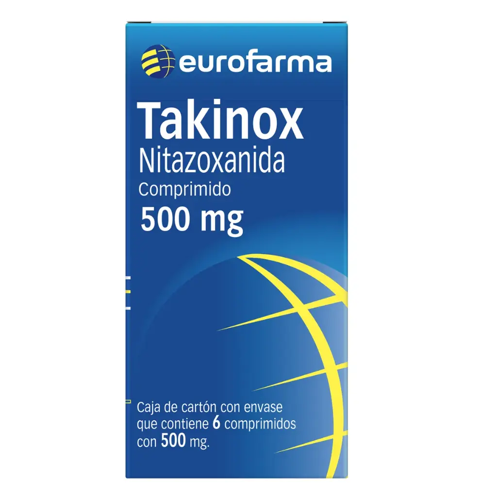 Takinox Eurofarma Nitazoxanida 500 mg Envase Con 6 Comprimidos