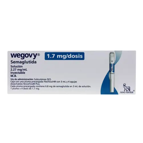[7503007822970] Wegovy Semaglutida Dosis 1.7 mgn/Pluma Precargada 2.27 mg Solución Inyectable 4 Dosis