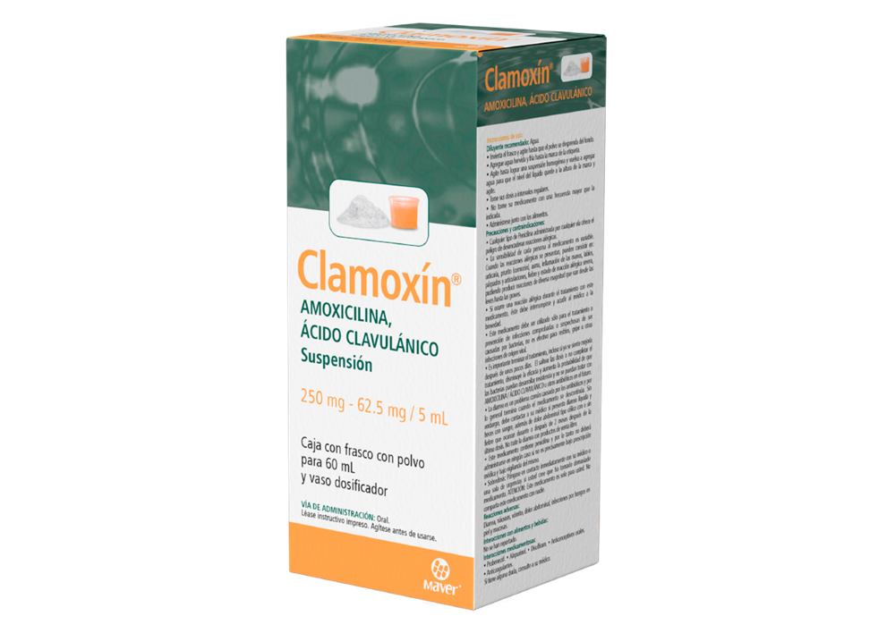 Clamoxin 1 suspensión 250/62.5mg/5/60 ml