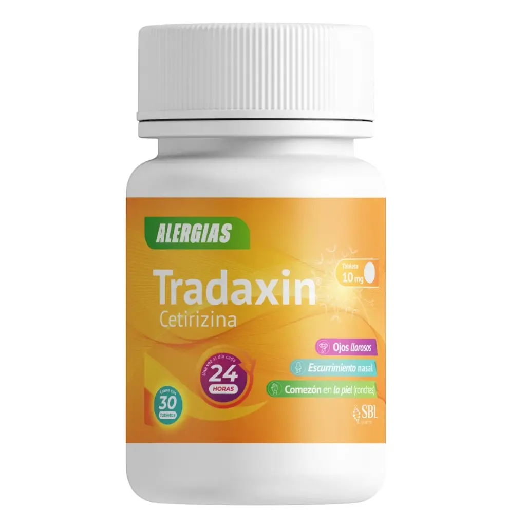 Tradaxin Cetirizina 1 frasco 30 tabletas 10 mg 