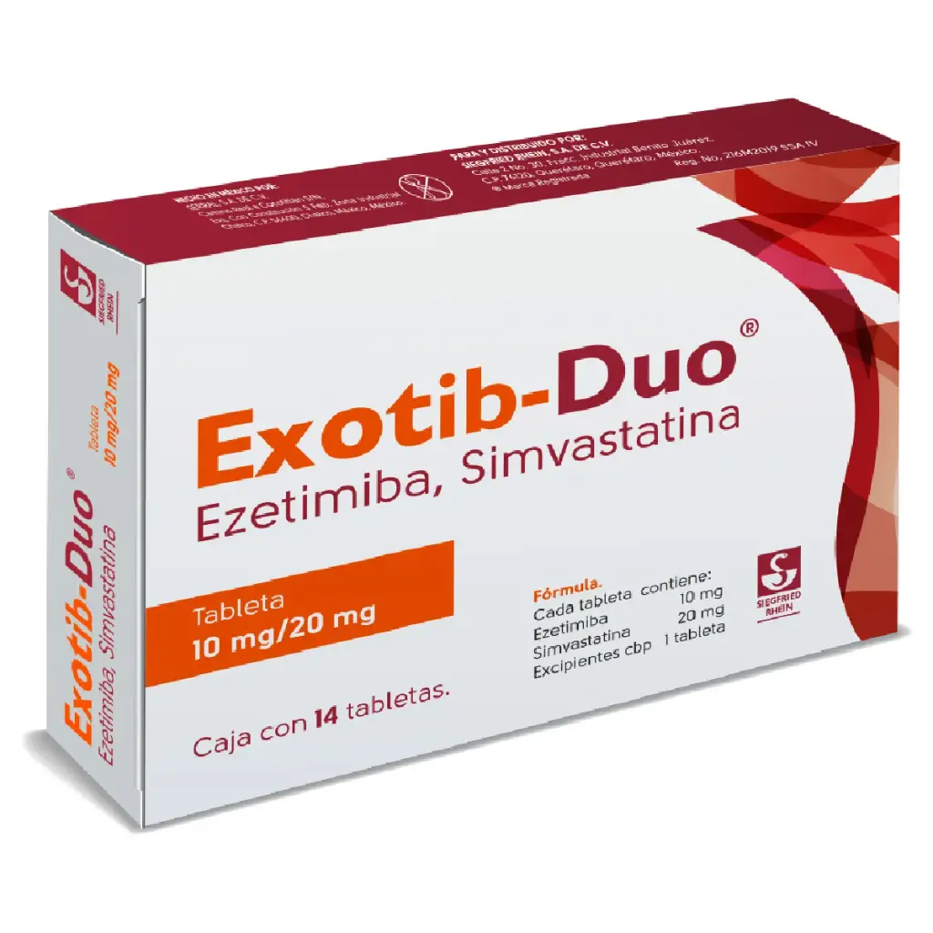 [7501300421081] Exotib Duo caja con 14 tabletas de 10 mg / 20 mg