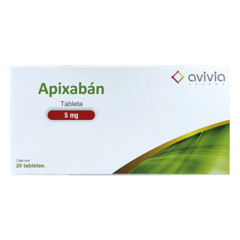 Apixaban Avivia 5 mg caja con 20 tabletas