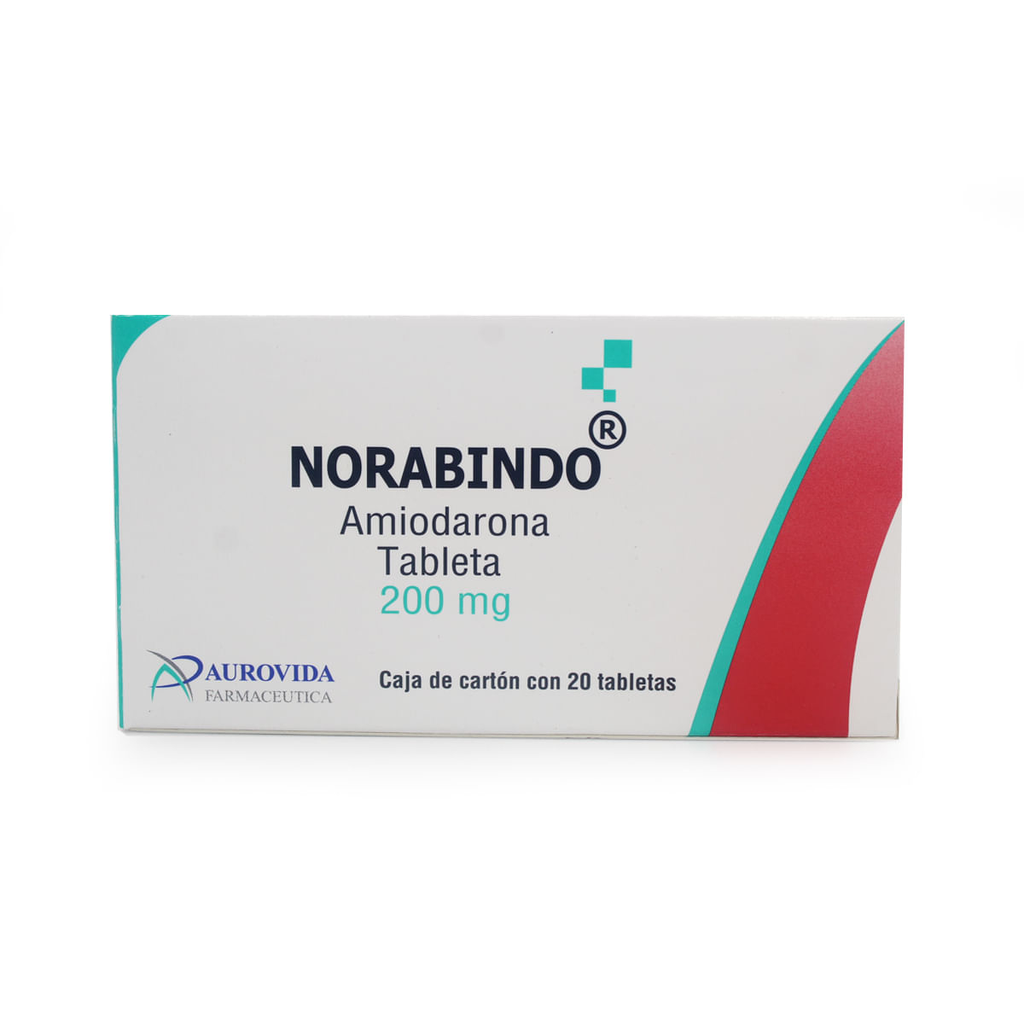 Norabindo Amiodarona 200 mg caja con 20 tabletas