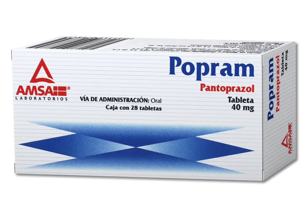 Popram pantoprazol 40mg caja con 28 tabletas
