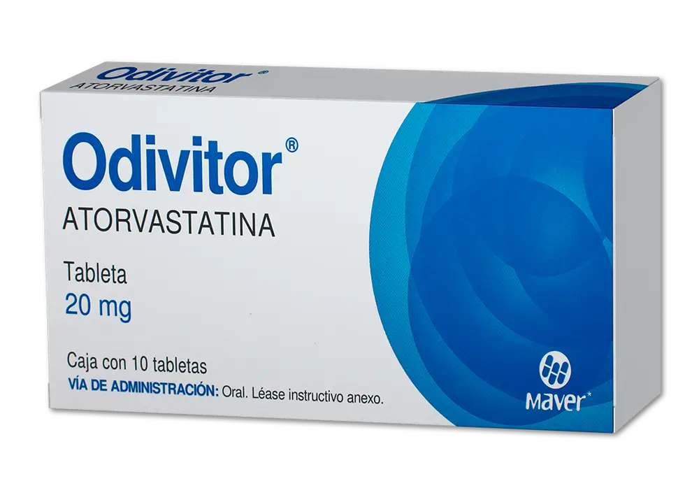 Odivitor Atorvastatina 20 mg caja con 10 tabletas