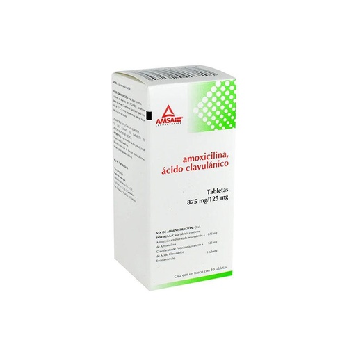 [7501349026230] Amoxicilina/Ácido Clavulánico 875/125 Mg 10 Tabletas Genérico Amsa