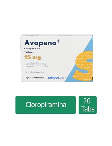 [7502216930414] Avapena 25 Mg 20 Tabletas