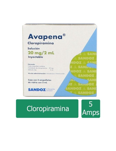 [7502216930599] Avapena 20 Mg 5 Ampolletas 2 Ml