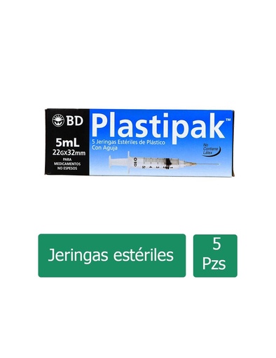 [7501073086180] Jeringa Desechable BD 5 Ml 22 G X 32 Mm 5 Piezas