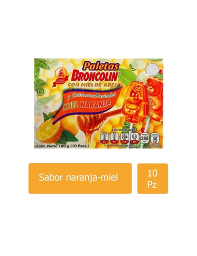 [714706900303] Broncolin Paleta 10 G Naranja 10 Piezas