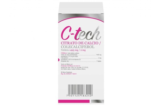 [7501124183240] C-Tech 1495 Mg / 2 Mg Caja Con 60 Tabletas