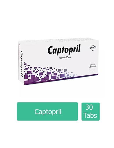 [7502216792579] Captopril 25 Mg 30 Tabletas Genérico Ultra Lab