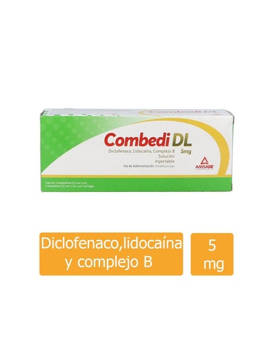 [7501349028586] Diclofenaco/Lidocaína/Complejo B Solución Inyectable 5 Mg Genérico Amsa 