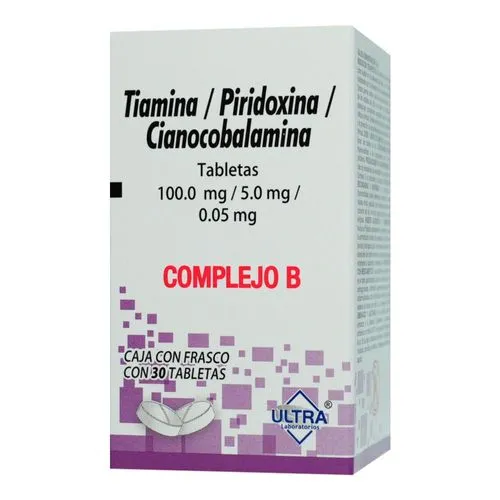 [7502216792784] Tiamina/Piridoxina/Cianocobalamina 30 Tabletas Genérico Ultra Lab 