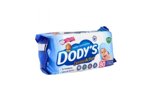 [7502221010729] Dodys Dermo Active Toallitas Húmedas Azul Empaque Con 80 Toallitas