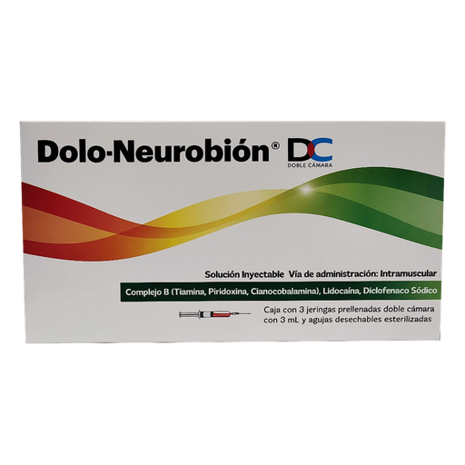 [7501298217659] Dolo-Neurobión DC Inyectable 3 Jeringas Prellenadas Doble Cámara 3 Ml Y Agujas Desechables Esterilizadas 