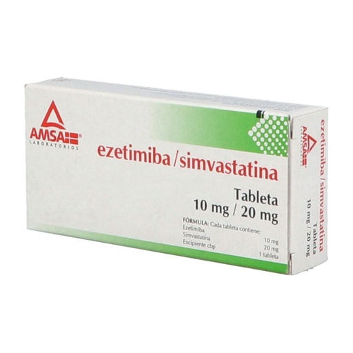 [7501349024533] Ezetimiba/Simvastatina 10/20 Mg 14 Tabletas Genérico Amsa 