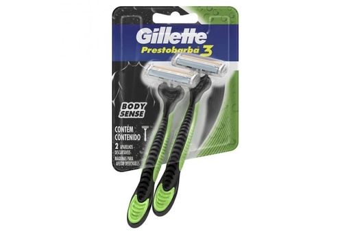 [7506195153574] Máquina Gillette Prestobarba 3 Body Sense 2 Piezas 