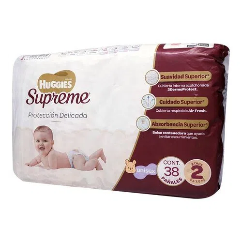 [7501943441705] Huggies Pañal Supreme Unisex Etapa 2 Con 38 Piezas