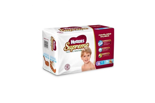 [7501943445796] Pañal Huggies Supreme Unisex Etapa 6 36 Piezas 