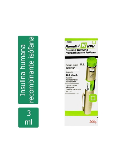 [7501082242584] Humulin N Kwik Pen 100 UI 1 Pluma Pre-Cargada 3 Ml 