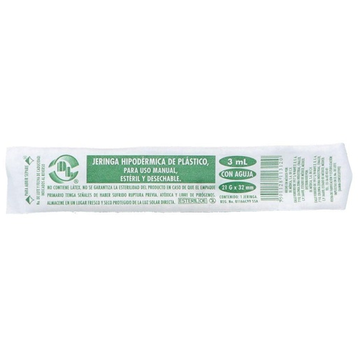 [7501128113120] Jeringa Desechable Dl 3 Ml 21 G X 32 Mm 
