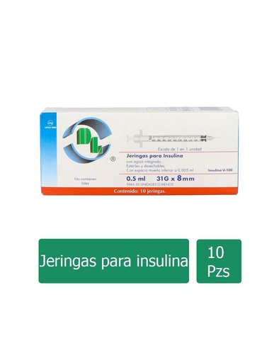 [7501128119528] Jeringa Desechable Dl 0.5 Ml Insulina 31 G X 8 Mm 10 Piezas 