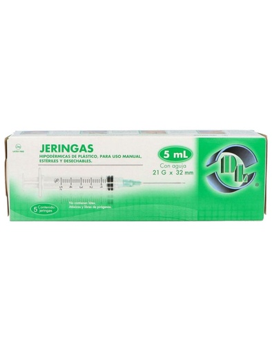 [7501128114226] Jeringa Desechable Dl 5 Ml 21 G X 32 Mm 5 Piezas 