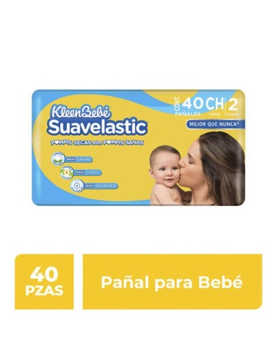 [7501943434622] Pañal Kleen Bebé Suavelastic Chico Etapa 2 40 Piezas 