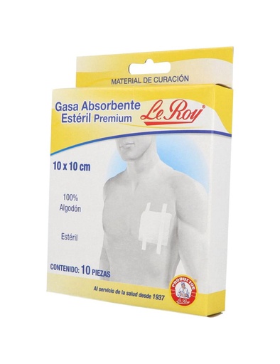 [729513103991] Le Roy Gasa Estéril Premium 10X10Cm Caja Con 10 Piezas