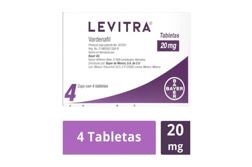 [7501318620186] Levitra 20 Mg 4 Tabletas 