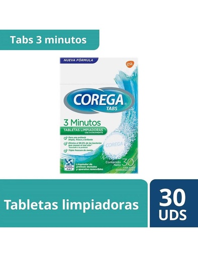[7794640171420] Limpiador De Prótesis Corega Efervescentes 30 Tabletas 