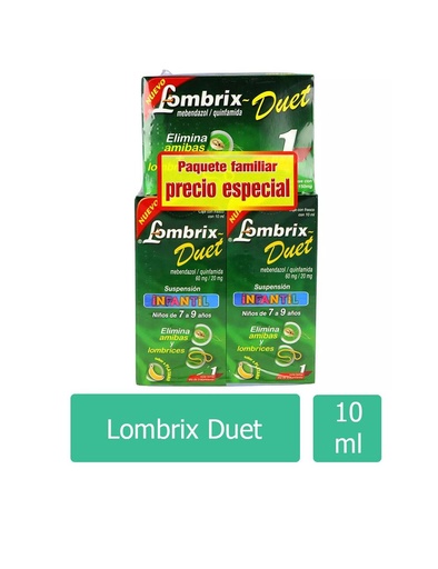 [7501299309117] Lombrix Duet Infatil 60/20 Mg Suspensión 2 Tabletas 
