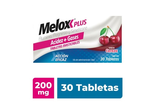 [7501165002906] Melox Plus Antiácido-Antigas Cereza 30 Tabletas Masticables 