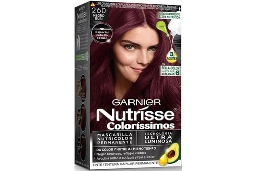 [7509552624366] Tinte Garnier Nutrisse Coloríssimos 260 Negro Rubí 
