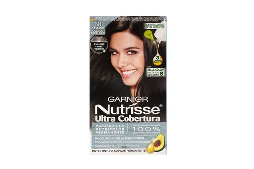 [7509552910797] Tinte Garnier Nutrisse Ultra Cobertura 30U Castaño Oscuro Profundo 
