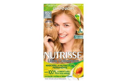[7509552910360] Tinte Garnier Nutrisse Ultra Cobertura 80 Rubio Claro Profundo 