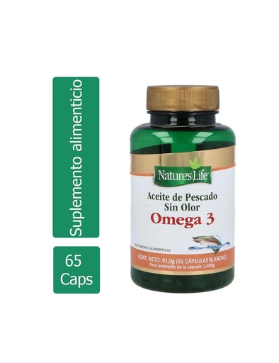 [7502262360098] Omega 3 Aceite De Pescado Sin Olor Frasco Con 65 Cápsulas